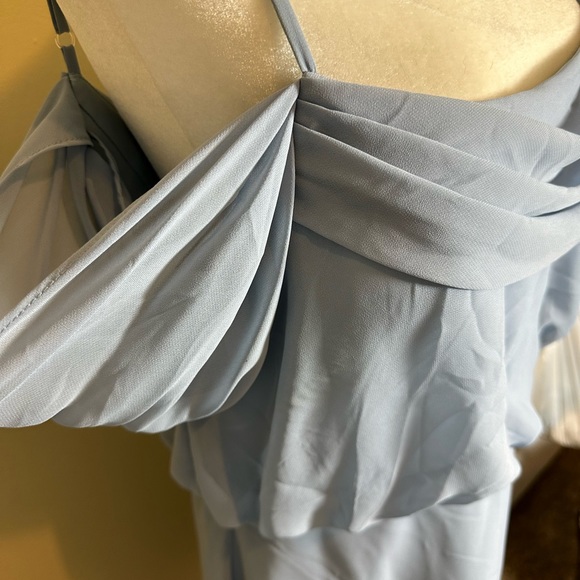 Azazie Dusty Blue Chiffon Dress w Draping - Picture 4 of 7